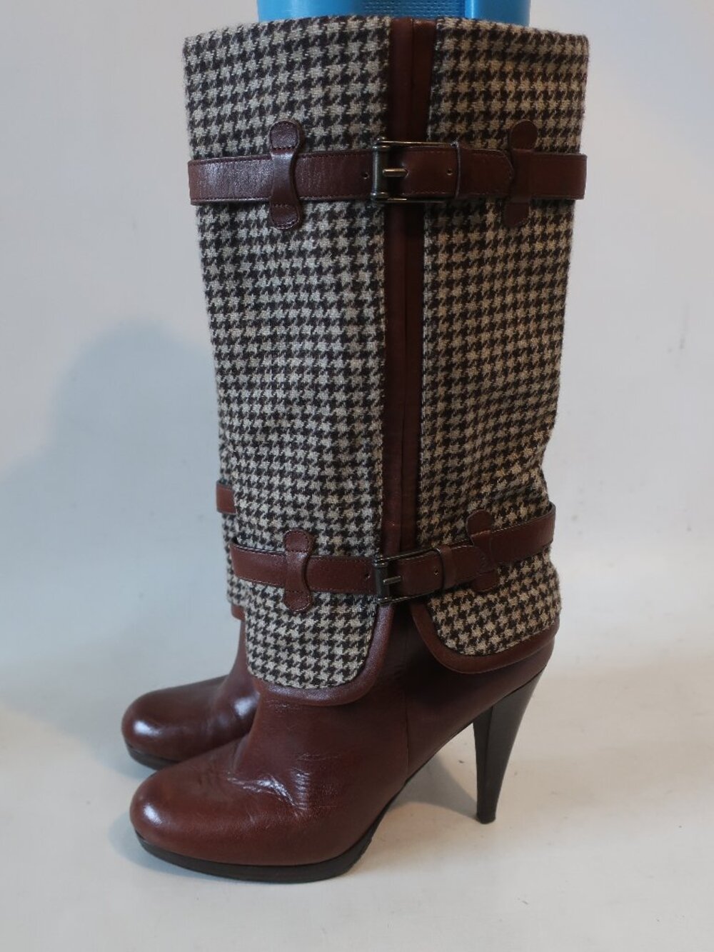 Womens Cole Haan x Nike Air Kennedy Brown Houndstooth Wool Leather Boots 9.5​ - Picture 6 of 13